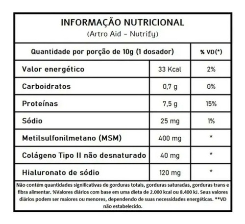 Suplemento Em Pó Nutrify Colágenos Artro Aid Joint Support Apoio Articular Tipo I Tipo Articulações Ácido Hialurônico Nutrientes Para Sabor Laranja Em Pote De 200ml