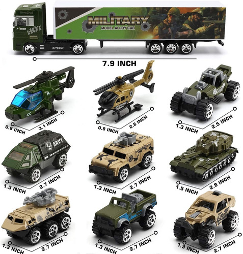 Juego De Camión Militar 26 En 1 Con Soldado Para Hombre, Min