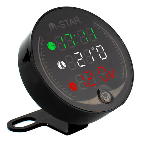 Tester Digital Led 4 En 1 Moto Atv Voltímetro+reloj+termómet