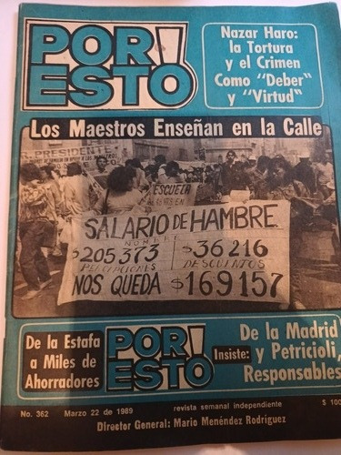 Revista Por Esto Año 1989 Nazar Haro De La Madrid Y Más