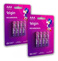 Comprar 8 Pilhas Baterias Aaa 1000mah Elgin Recarregável Aaa Palito