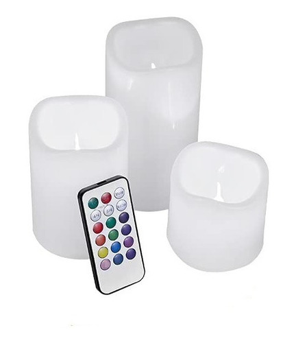 Pack 3 Velas Led Con Control Remoto Rgb A Pilas Decoración