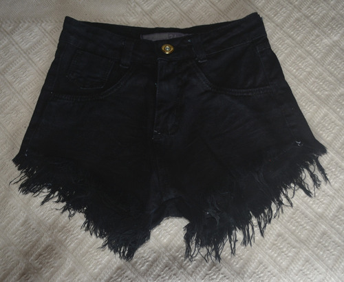 Short De Jean Negro Desflecado-dama-talle 34