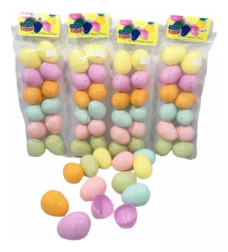48 Huevos Cascarones Plastico Pascua Colores Fuertes Semana
