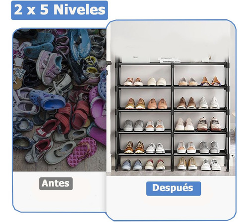 Zapatero De 2 X 5 Niveles Con Capacidad 16-24 Pares Zapatero