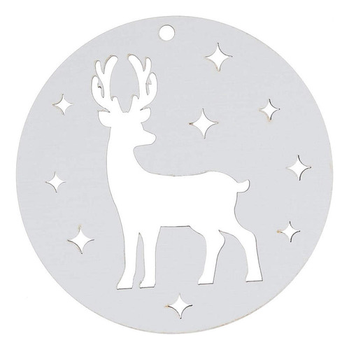 Esfera Navidad Mdf Blanco Figuras Decorar 11cm Mylin 1pz Color Reno