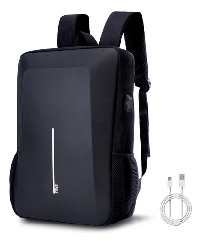 Mochila De Viaje 15.6inch Antirrobo Portátil Mochilas Laptop Impermeable Negro Con Carga Usb