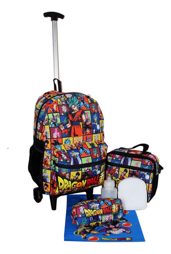 Kit Mochila Dragon Ball Z Infantil Juvenil Aulas Rodinhas