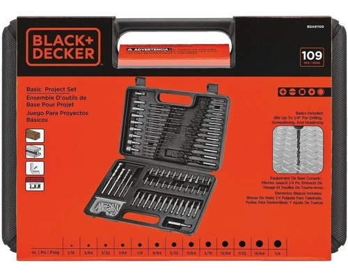 Kit 109 Brocas Puntas P/destornillador Black+decker Bda91109