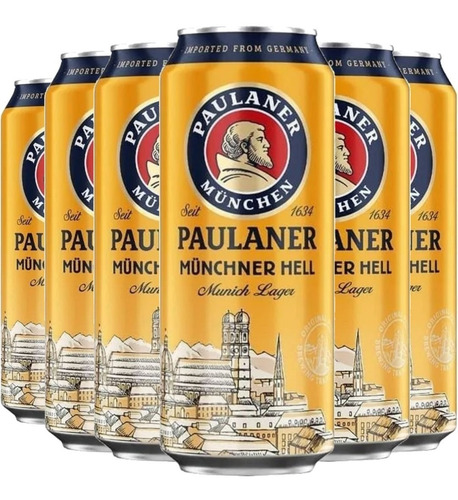 Imagem 1 de 3 de 6x Cerveja Alemã Paulaner Munchner Hell Lata 500ml