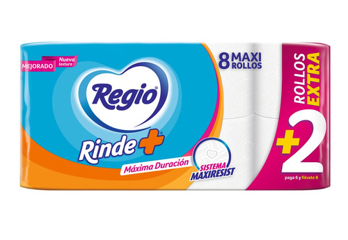 Papel Higienico Regio Rinde+ 8 Rollos