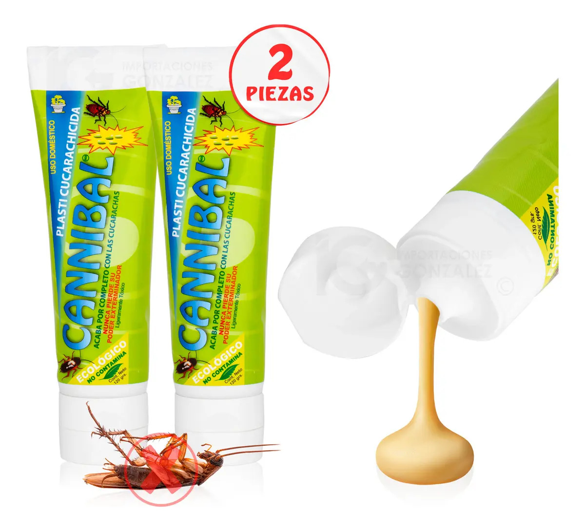 Veneno Mata Cucarachas Cannibal® Exterminador De Plaga Ecológico Tubo Paquete 2 Piezas Con 120g