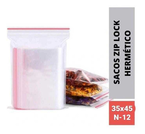 100 Saquinhos zip lock herméticos N12 35x45 Abre/fecha