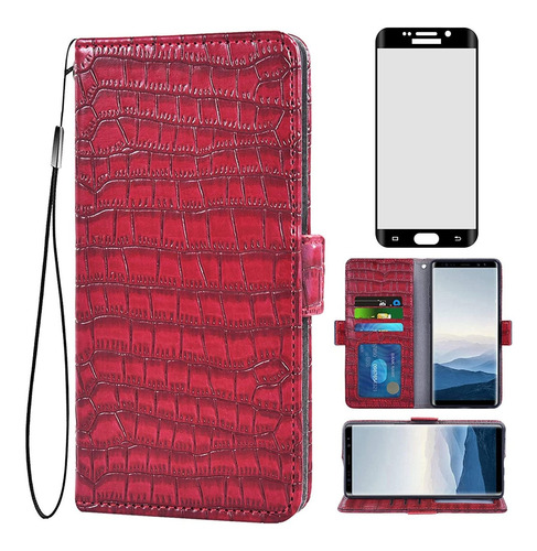 Funda Roja Tipo Billetera Para Samsung Galaxy S6 Edge Plus