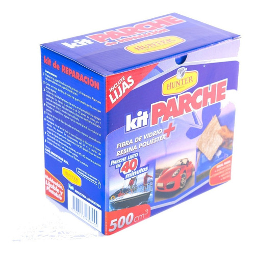 Kit Fibra De Vidrio Parche 500 Gr Resina+pincel+lijas+guante