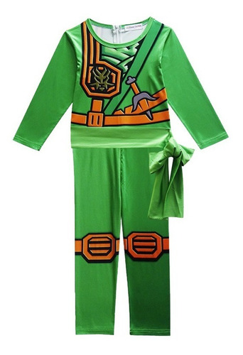 Imagem 2 de 9 de Fantasia Infantil Ninjago Lego Samurai Ninja C/touca Luvas