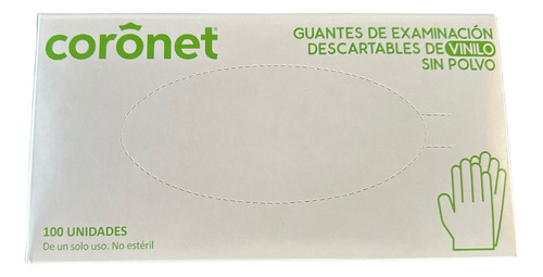 Guantes De Vinilo Descartables Coronet Caja X 100