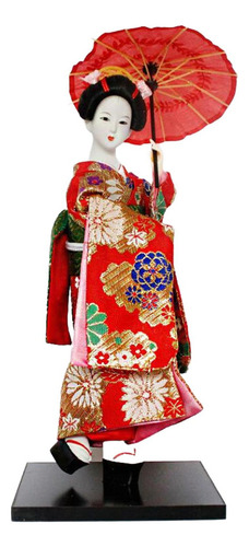 12 Japonesa Gueixa Senhora Estatueta Kimono Vermelho