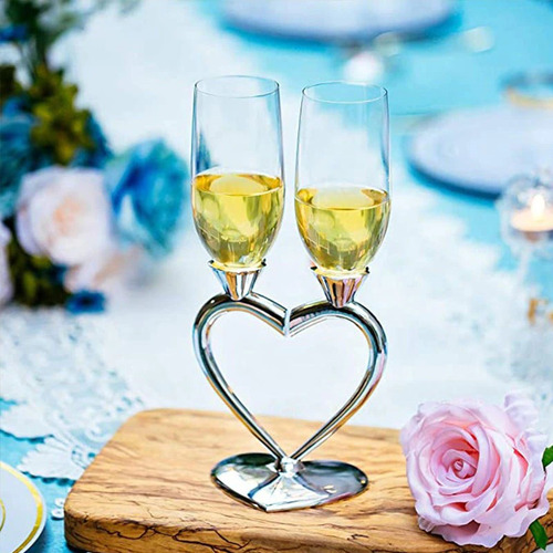 Imagen 2 de 2 de Copas Novios Corazón Plateado