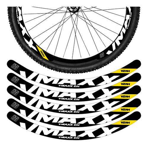 Kit 12 Adesivos Bike Roda Aro 26 29 Freio Disco Vmaxx Preto