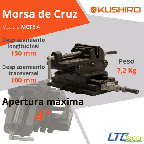 Imagen 2 de 10 de Morsa Plana En Cruz 4 Pulgadas Kushiro Reforzada Banco 95mm