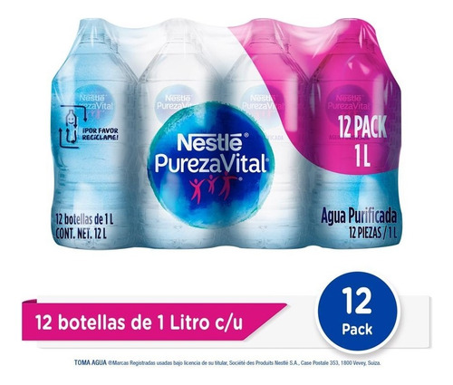 Agua Embotellada Nestle Pureza Vital 100012pvi 1l Paq C/12pz