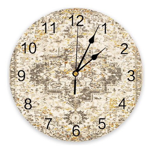 Reloj De Pared Silencioso De Estilo Vintage Gris Y Geométri