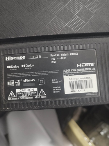Main Hisense 43a60gv Rsag.820.10908/roh (Usado)