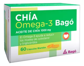 Aceite De Chia Bago 1000mg Omega 3 Colesterol 60 Capsulas