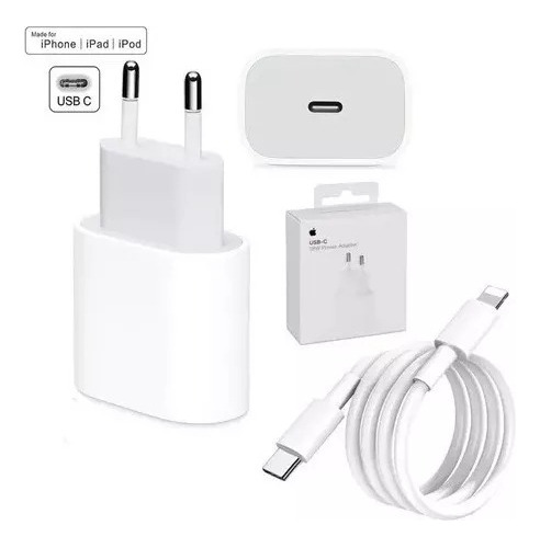 Carregador Apple 20w Turbo Usb-c + Cabo iPhone X 11 12 13 14