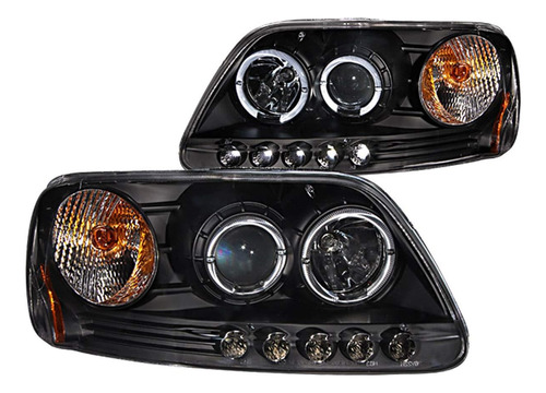 111031 Ford Projector Halo Led Negro Conjunto De Faros Delan