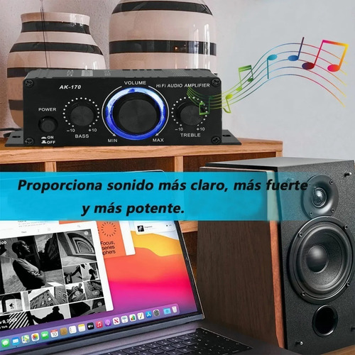 Ak170 Amplificador De Audio Bluetooth 2 Canales Para Auto