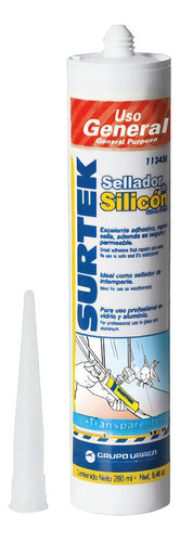 Silicón Cartucho Uso General Transparente 280ml Surtek