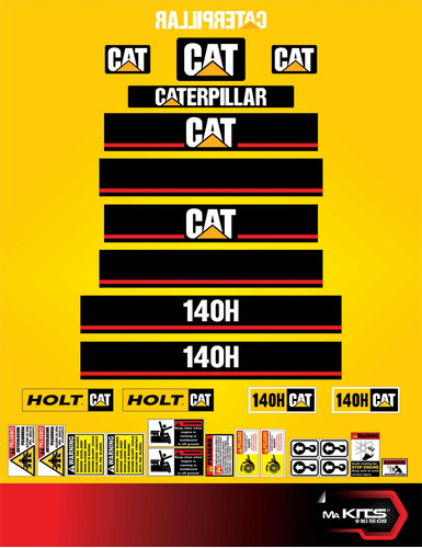 4 Kits De Calcomanías Para Maquinaria 140h Moto Cat