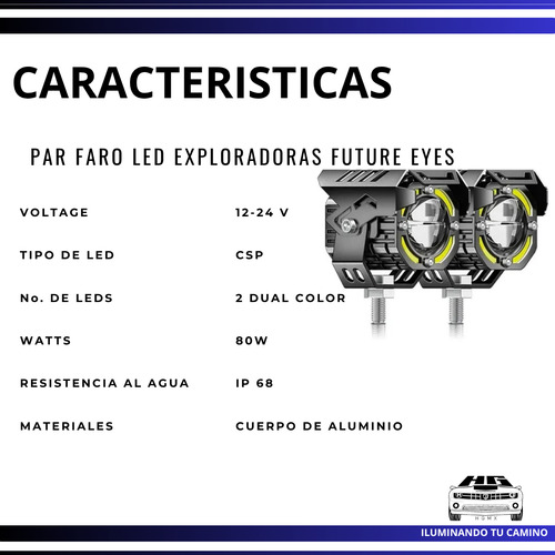 Par Faro Led Premium Exploradora Moto 80w C/ Control Estrobo