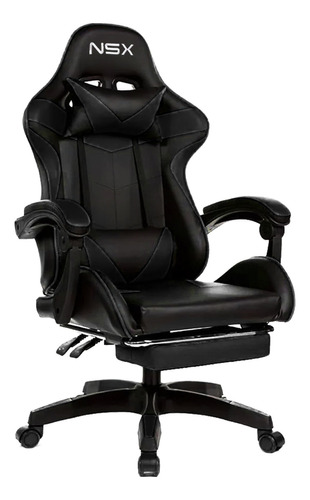 Cadeira de escritório NSX Gamer  preta com estofado de couro sintético