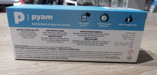 Pastillas Potabilizadoras Agua Pyam X 100 Comprimidos