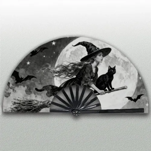 HIRO-KUN FCRB NECK HANDY FAN BLACK 1pc Men's Handheld Fan | Material, Witch & Black Cat | MercadoLibre