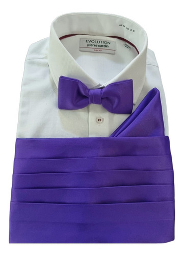 Fajilla Con Pañuelo Y Moño Adulto Ajustable Smoking 3 Piezas Morado