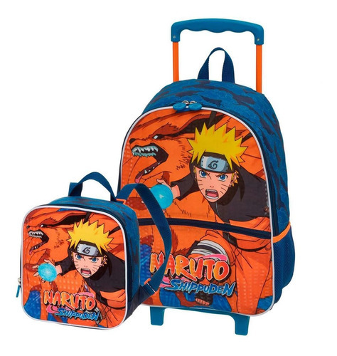 Mochila Rodinha  Lancheira Térmica Naruto Shippuden Kurama