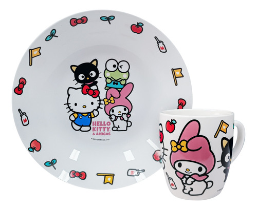 Scool - Set Cerámica 2pz Tz + Plt Pared Hello Kitty And Frie