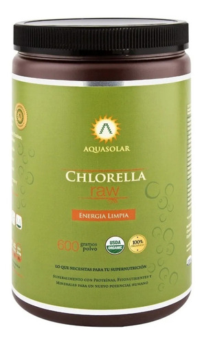 Chlorella Raw Aq 600 Grs Polvo 100% Orgánico 