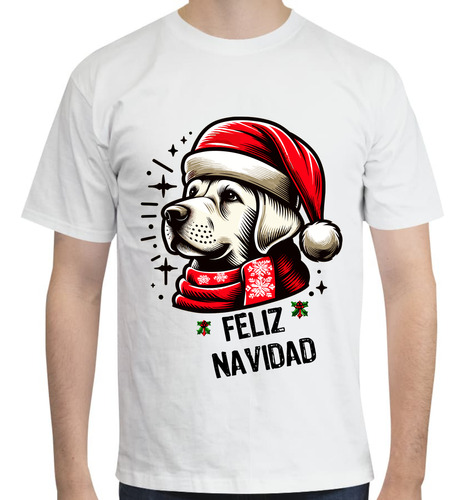 Playera Navideña Diseño Perro Con Gorro De Santa - Navidad
