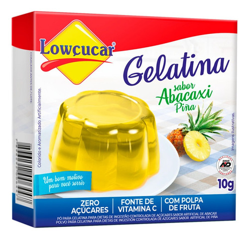 Kit 24un Gelatina De Abacaxi Zero Açúcar Lowçucar 10g 