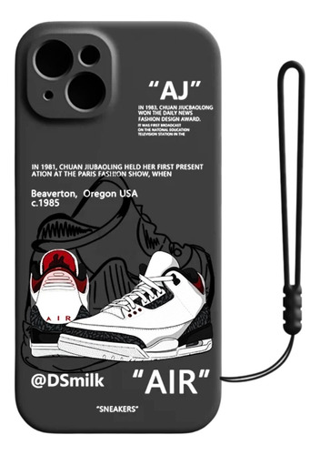 Funda Para iPhone De Silicona Diseño De Jordans + Correa