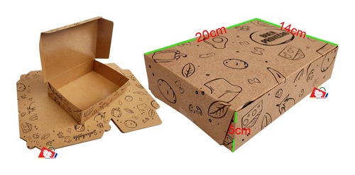 15 Cajas De Carton De 20x14x5cm Impresas Kraft Autoarmable