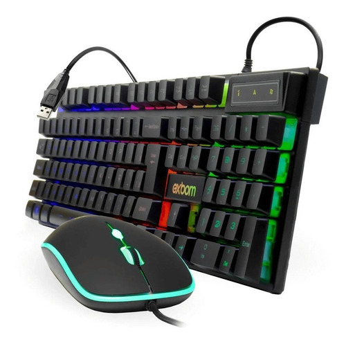 Imagem 2 de 3 de Kit de teclado e mouse gamer Exbom BK-G550 Português Brasil de cor preto