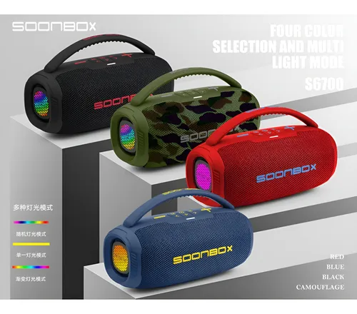 Parlante Soonbox Portátil Con Agarre Bluetooth Rgb Premium