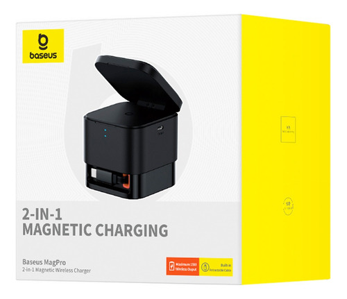 Carregador magnético sem fio Baseus Magpro 2 em 1 25w, cor preta