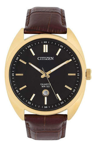 Citizen Reloj De Los Hombres De Cuero Marrón Con Esfera